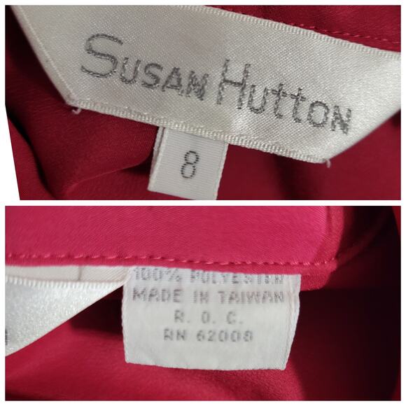 Vintage Blouse Susan Hutton Womens 8 Raspberry Pink Long Sleeve Button Up Office - Picture 3 of 10